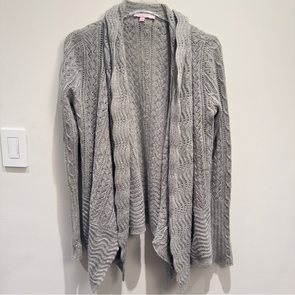 Calypso St. Barth Gray Knit 100% Cashmere Open Front Cardigan Sweater Size Small